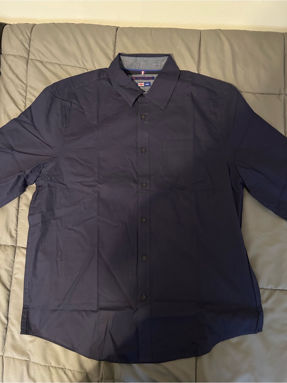 English Laundry Men's Dark Blue Button-Up Dress Shirt